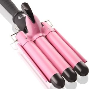 3 Barrel Curling Iron Wand Dual Voltage Hair Crimper with LCD Temp Display